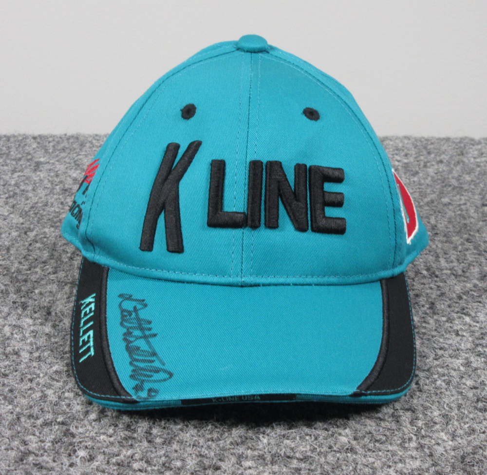 K Line Hat Cap Mens Blue Dalton Kellett Signed AJ Foyt Racing